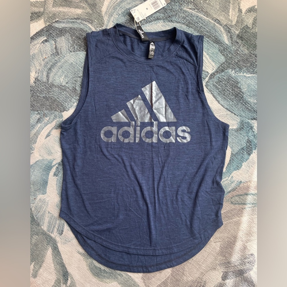 NEW WITH TAGS!!! Adidas Women’s Blue Sleeveless Shirt. Size medium